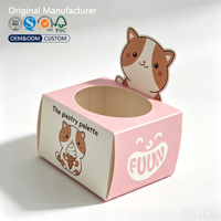 Boîte à gâteau personnalisée découpée sur mesure avec fenêtre, en carton biodégradable de qualité alimentaire, pelliculage mat, jetable, pour pâtisseries mignonnes