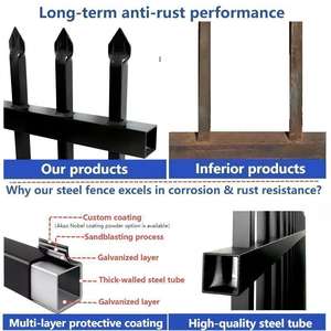 Clôture en <span class=keywords><strong>fer</strong></span> forgé de style lance durable pour l'extérieur, clôture en métal tubulaire noir, panneau de clôture ornementale en <span class=keywords><strong>fer</strong></span>, clôture en acier - Product Image 3