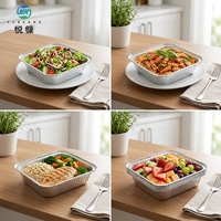 Square Aluminum Foil Container Anti-deform Edge Disposable Takeaway Meal Prep Foil Box