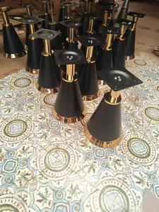 Modern Sintered Stone Round Accent <b>Table</b> Gold Trim Pedestal <b>Table</b> for Hotel & Home - Product Image 6