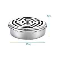 Brûleur d'encens rond en métal avec couvercle et collecteur de cendres pour spirales anti-moustiques 14x4 cm – Lutte antiparasitaire