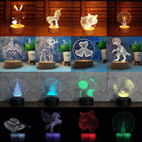 2023 Illusion Anime personnalisé créatif lampara décor veilleuse chambre d'enfant 3D bois lampe LED décor veilleuse