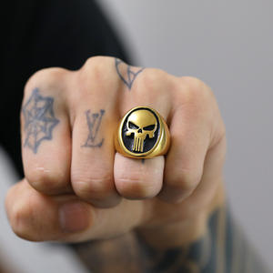 Großhandel Mode Personalisierter Herrenring aus Edelstahl mit Totenkopf, Punk-Stil <span class=keywords><strong>Punisher</strong></span> Fahrrad Geisterkopf Gothic Ring Schmuck - Product Image 2