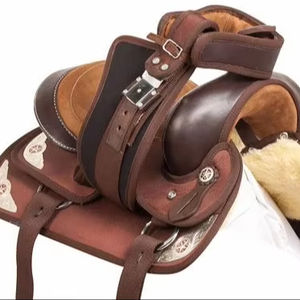 Selles de cheval occidentales confortables personnalisables et durables avec cuir de vachette véritable et siège profond - Product Image 1