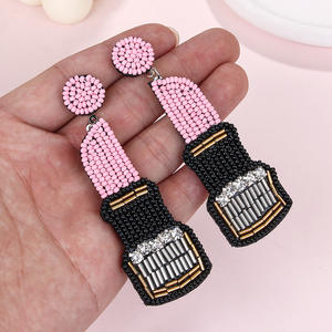 2025 nouveau bohème créatif rouge à lèvres riz perle boucles d'oreilles tissé à la main bijoux boucles d'oreilles saint valentin cadeau prêt à expédier - Product Image 2