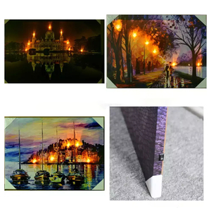 Pop khách sạn hiện đại trang trí nội thất cảnh quan thành phố vải nghệ thuật in sợi quang hình ảnh ánh sáng lên đóng khung <span class=keywords><strong>LED</strong></span> sơn - Product Image 6