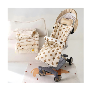 Coussin et tapis de siège de poussette pour bébé en coton biologique doux et chaud, écologique, en mousseline de coton, dessin animé, toutes saisons, accessoires de voiture pour enfants - Product Image 1