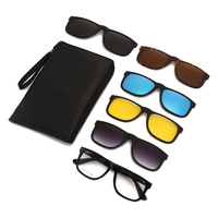 Lunettes de soleil magnétiques 5-en-1 pour hommes et femmes, polarisées, vision nocturne, pour la conduite, verres ronds et carrés colorés, avec étui