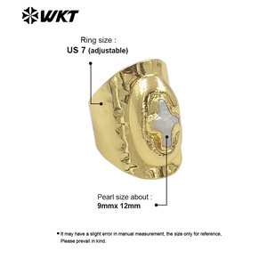 WT-MPR121 Trendige Modelle Modischer 18K Vergoldeter Süßwasserperlen-Kreuzring mit Großem Verstellbarem <span class=keywords><strong>Ring</strong></span> für Damen und Herren - Product Image 6