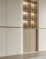 Étagère intégrée de style grille moderne, bibliothèque de salon blanche personnalisée
