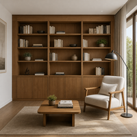 Armoire à vin en bois massif écologique sur mesure, bar à vin moderne de luxe avec porte vitrée et éclairage LED pour la maison, salon