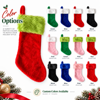 Chaussette de Noël personnalisée avec logo, en fausse fourrure, avec revers, à suspendre, 45 cm, grande taille, sac cadeau de Noël, vente en gros