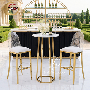 Cocktail Stainless Steel Modern Counter Height <b>Bar</b> <b>Table</b> for Night Clubs Hotels Wine Outdoor Dining - Product Image 6