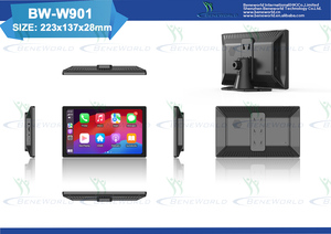 เครื่องเล่นมัลติมีเดียไร้สายขนาด 9 นิ้ว หน้าจอสัมผัส IPS รองรับ Carplay และ Android Auto พร้อมเครื่องเล่นดีวีดีในรถยนต์แบบหน้าจอสัมผัสเต็มรูปแบบ - Product Image 6