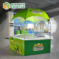 Tente de stand pliable noire de 3 m pour nourriture personnalisée, kiosque promotionnel, kiosque hexagonal, dôme de stand, kiosque de vendeur