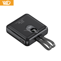 Nouvelle mini batterie externe électronique 10000 mAh, mince et portable, avec câble USB-C, Powerbanks 10000 mAh