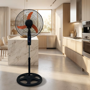 Ventilateur sur pied de 18 pouces avec pales orange, oscillant, hauteur réglable, moteur AC, commande mécanique pour le refroidissement domestique - Product Image 2