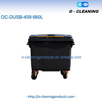 O-Cleaning 660L Poubelle/poubelle/poubelle en plastique pour l'extérieur, poubelle/poubelle carrée à roues, camion mobile de collecte des déchets