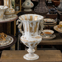 Vase à fleurs en fer forgé fait main de style ferme, poignées incurvées, urne rustique en fer forgé, prix de gros, planteur pour la maison et le jardin