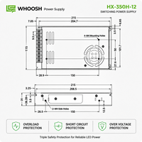 Alimentation LED HX-350H-12 AC/DC SMPS 12V 350W à sortie unique pour éclairage et affichage intérieur