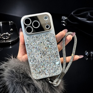 เคสโทรศัพท์แบบมีกลิตเตอร์ วัสดุ PC หรูหรา ป้องกันแรงกระแทก พร้อมสายคล้อง สำหรับ iPhone - Product Image 4