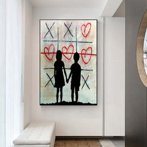 <span class=keywords><strong>Graffiti</strong></span> Wall LOVE Art Pictures Boy and Girl Street Art Posters lienzo pintura para sala de estar decoración del hogar - Product Image 2