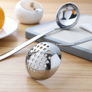 304 Stainless Steel Soup Ladle And Slotted <b>Spoon</b> Set Kitchen Thickened Hot Pot <b>Serving</b> Utensils 2 Pieces - Product Image 2