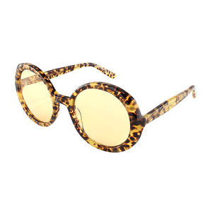 Gafas de Sol Redondas de Moda, Lujosas y Modernas, con Logotipo Personalizado, Polarizadas, Anti-radiación, Cómodas, Montura Completa de Acetato Dorado para Mujer - Product Image 1