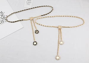 Cinturón de Cadena Metálica al por Mayor para Mujer, Directo de Fábrica, con Hebilla Decorativa de Ola, Flor y Perlas, Cadena de Cintura, Cinturón de Moda para Dama, Suministro OEM ODM - Product Image 3