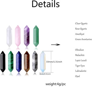 Pierres de cristaux de guérison Améthyste naturelle Quartz rose Quartz <span class=keywords><strong>clair</strong></span> Oeil de tigre Reiki Pierres précieuses, Chakra d'équilibrage de l'énergie hexagonale - Product Image 5