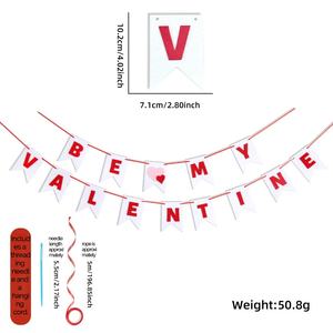 พวงมาลัยรูปสี่เหลี่ยมผืนผ้าสำหรับวันวาเลนไทน์ สีชมพูวิ้งๆ ประดับคำว่า LOVE ทำด้วยมือจากกระดาษและผ้าสักหลาด เป็นมิตรกับสิ่งแวดล้อม เหมาะสำหรับงานปาร์ตี้ - Product Image 4
