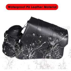 Bolsas Laterales para Motocicleta, Bolsa de Herramientas de Cuero PU con Porta Botella de Agua, Bolsa de Equipaje Estilo Cafe Racer, Impermeable, Universal para Cruiser Custom - Product Image 5