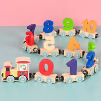 Blocs de train en bois numéro et lettre voiture jouet colorée, puzzle éducatif pour les tout-petits et les enfants d'âge préscolaire, jouets de construction pour enfants
