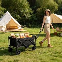 Chariot de courses pliable léger en plastique pour l'extérieur, chariot de camping pliable avec poignée flexible