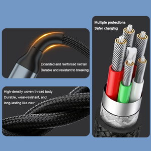 Cable de Datos <span class=keywords><strong>USB</strong></span> Tipo C de Carga Rápida 3A, Trenzado de Nailon, <span class=keywords><strong>2</strong></span> Metros, Súper Rápido, Conectores <span class=keywords><strong>Micro</strong></span>/<span class=keywords><strong>USB</strong></span> <span class=keywords><strong>2</strong></span>.0, Conductor de Cobre Puro para Teléfono - Product Image 6