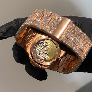 Montre automatique unisexe en acier inoxydable glacé de haute qualité, testée au diamant, personnalisable, résistante à l'eau 100 bars, style Hip Hop - Product Image 4