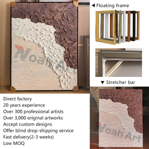 Décoration de <span class=keywords><strong>salon</strong></span>, toile faite à la main, plâtre beige, vagues de mer, art texturé 3D, <span class=keywords><strong>peinture</strong></span> murale Wabi Sabi - Product Image 3