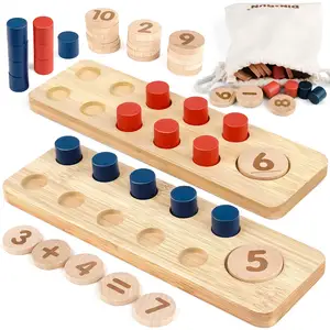 Montessori Math Counting Pegs-Jogos Adição e Subtração Manipulativos Matemática para Brinquedos Pré-Escolares