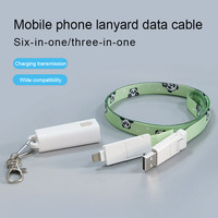 Cable de Datos USB 2.0 Tipo-C con Cordón de Poliéster y Logotipo Personalizado, Cargador de Teléfono Móvil 6 en 1 para Regalos Promocionales Empresariales Creativos