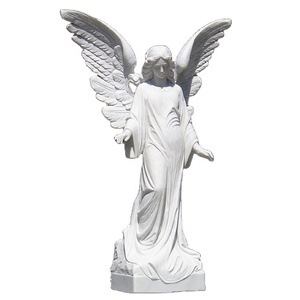Estatua de Ángel de Mármol Blanco de Tamaño Real <span class=keywords><strong>con</strong></span> Alas para Decoración de Jardín Exterior en Venta - Product Image 1
