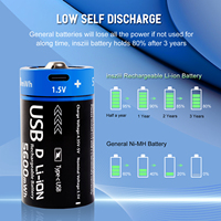 Batterie lithium rechargeable de taille D 1,5 V 5600 mWh avec charge USB C pour cuisinière à gaz et chauffe-eau