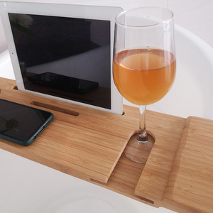 Support de bain en bambou de 70 cm de long avec support pour téléphone et porte-gobelet pour la relaxation dans la salle de bain - Product Image 2
