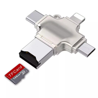 Adaptateur OTG USB3.0 4-en-1 Type-C/Micro/IOS compatible avec les téléphones Type-C, lecteur de carte TF, adaptateur externe 4-en-1 pour ordinateur portable universel