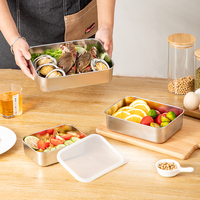 Conteneur de stockage alimentaire en acier inoxydable 304 épais avec couvercle, boîtes d'organisation de cuisine empilables pour la conservation des aliments