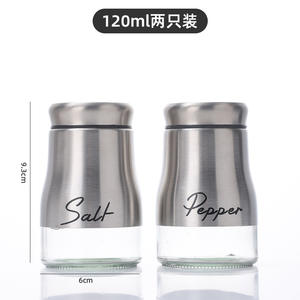 Pots à épices en verre en forme de lait de 120ml salière en acier inoxydable salière et poivrière à épices de cuisine - Product Image 3
