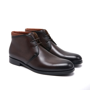 Botas <span class=keywords><strong>Chelsea</strong></span> de Piel Genuina Hechas a Mano para Hombre, Botines Clásicos de Caña Alta con Cordones, Transpirables y Antideslizantes, Zapatos de Vestir a la Moda - Product Image 2