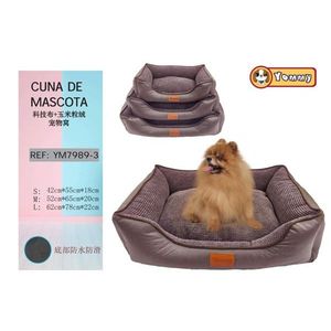 Cuccia per Animali Domestici Quadrata in Velluto Tecnologico Effetto Grano di Mais Marrone - Product Image 2