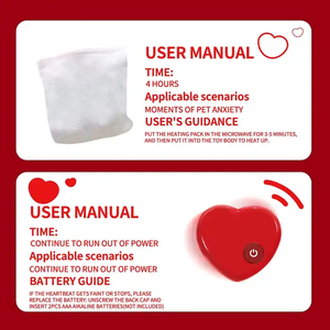 Giocattolo di Peluche a Forma di Cuore con Battito Cardiaco per Cuccioli di Alta Qualità Coperta con Battito Cardiaco per Cani per il Sonno e il Sollievo dall'Ansia - Product Image 6