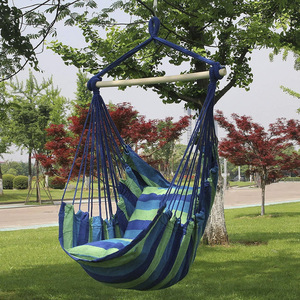 Hamac en <span class=keywords><strong>toile</strong></span> décontracté pour adultes, très vendu - Chaise suspendue de type panier pour intérieur et extérieur, capacité de 150 kg, bleu/vert, pour l'université - Product Image 3