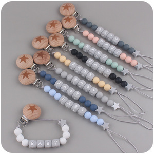 Kaiyue Offres Spéciales sans BPA perles de silicone de qualité alimentaire chaîne de sucette pour bébé pince en bois pince à sucette Portable - Product Image 1